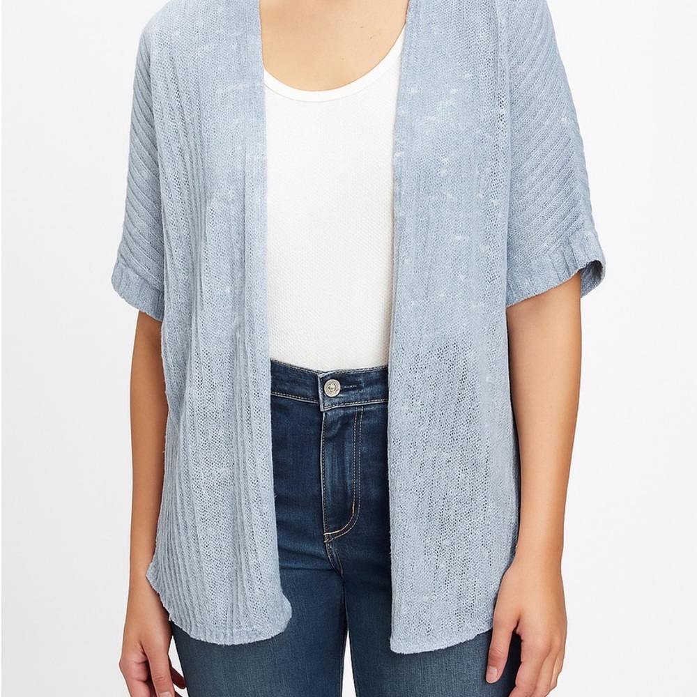 NWOT Perch by Blu Pepper Light Blue Gauze Open-Front Cardigan XXL